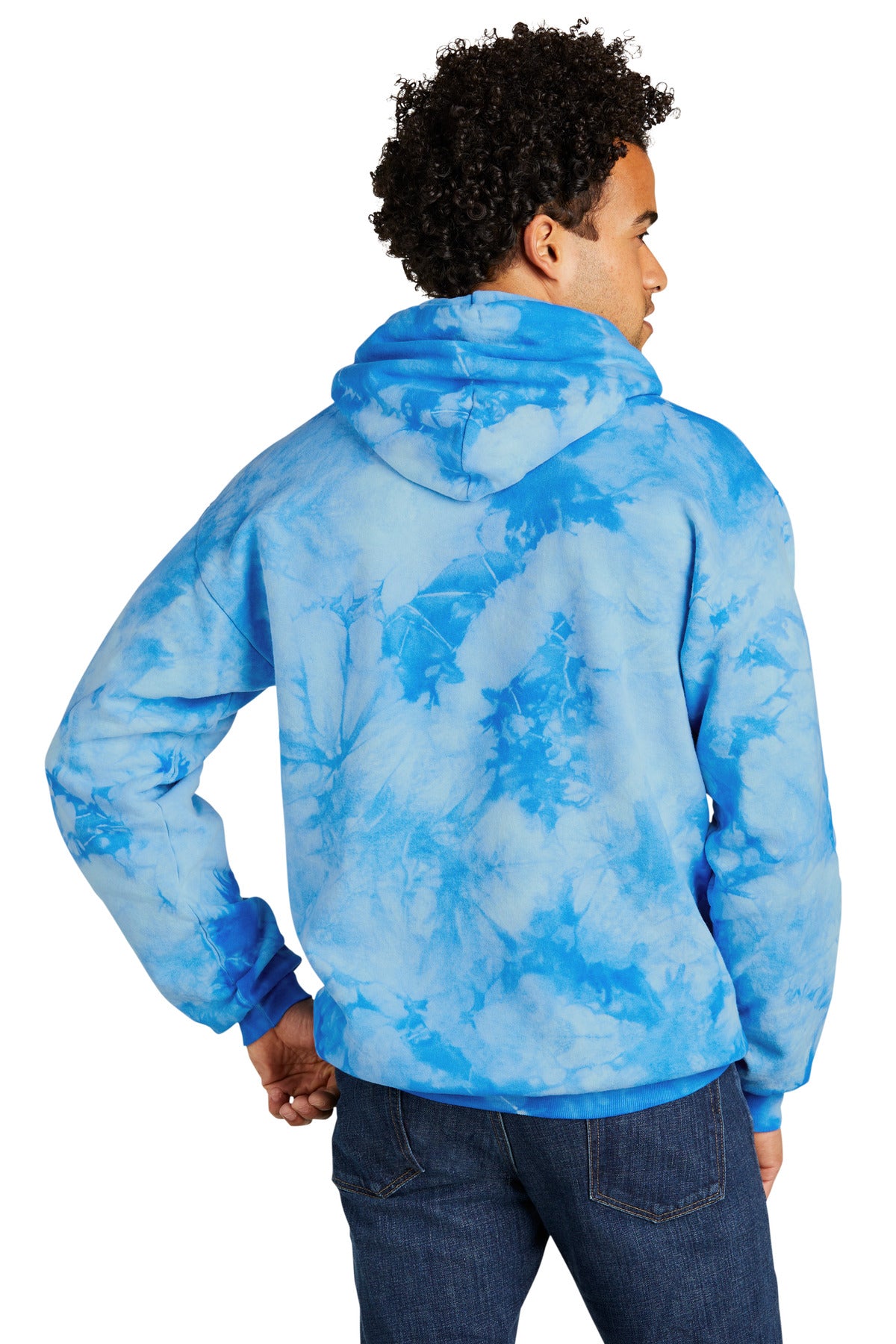 Port & Co Crystal Tie-Dye Pullover Hoodie - Sky Blue