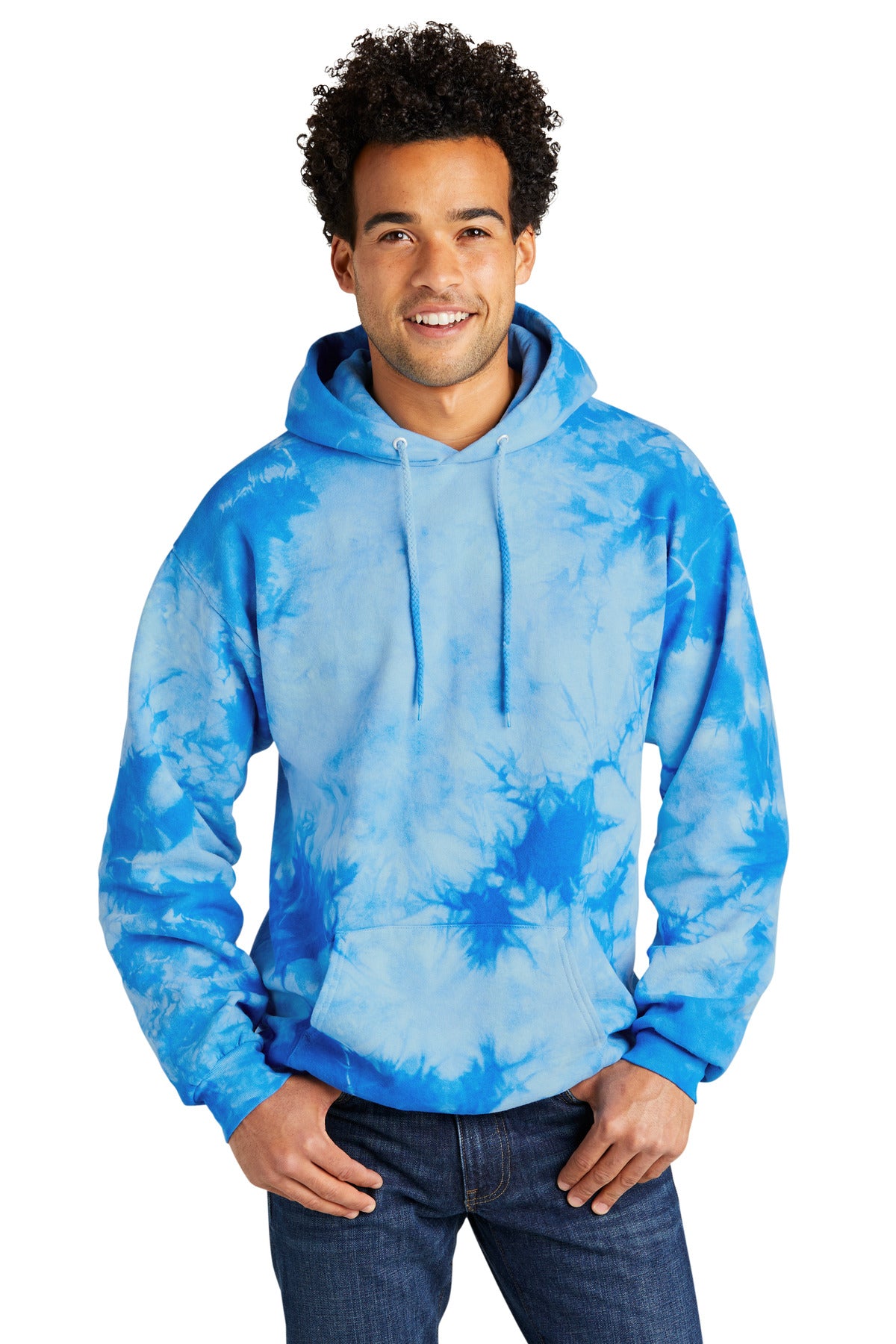 Port & Co Crystal Tie-Dye Pullover Hoodie - Sky Blue