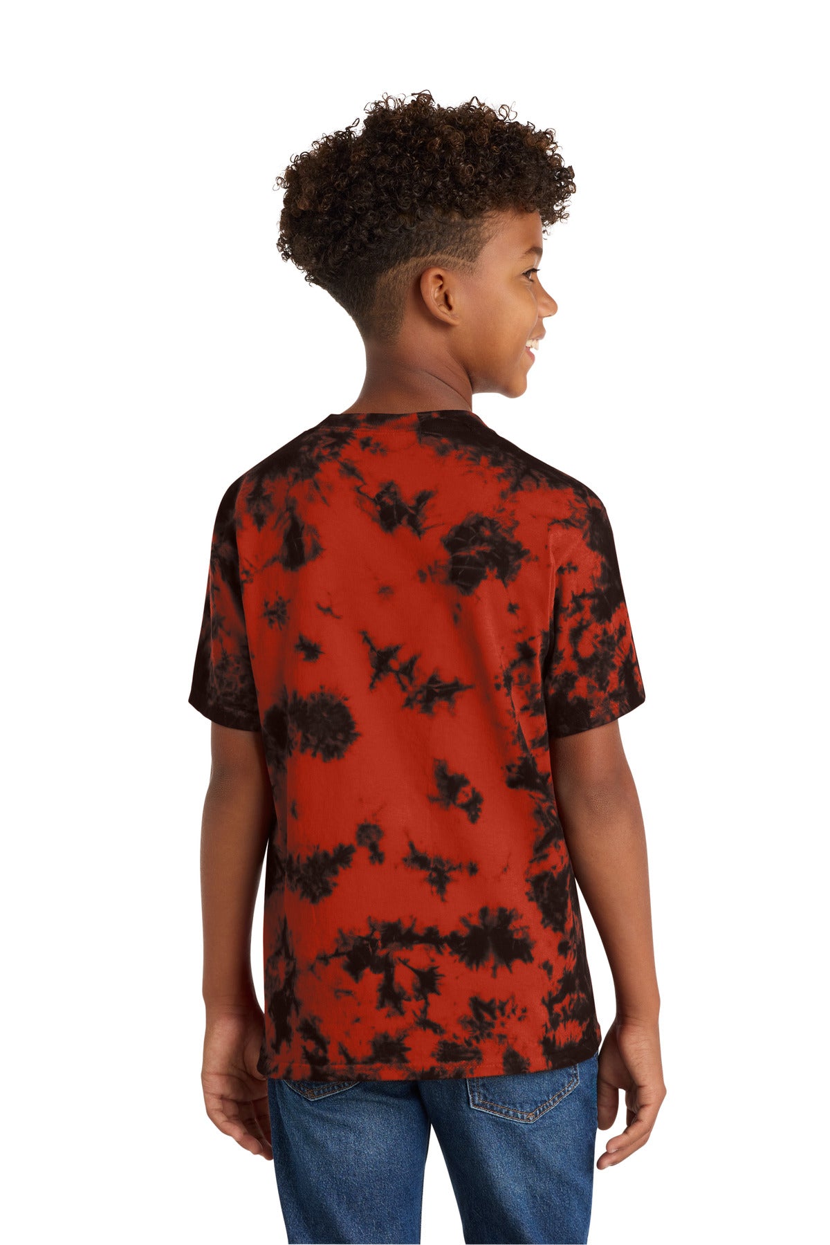 Port & Co Youth Crystal Tie-Dye Tee - Black/ Red