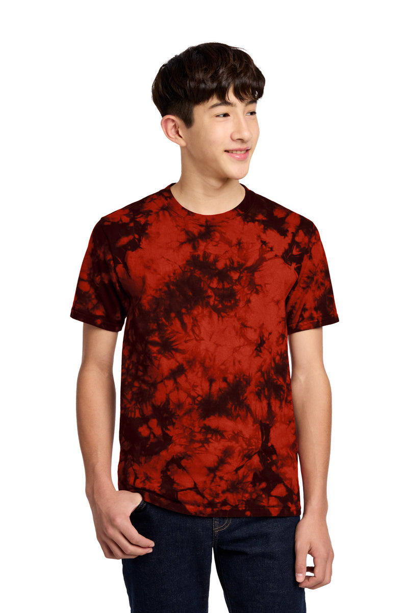 Port & Co Youth Crystal Tie-Dye Tee - Black/ Red