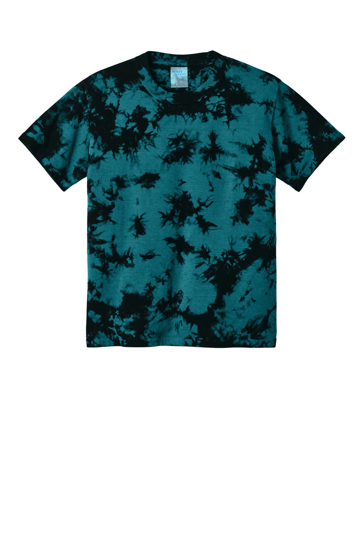 Port & Co Youth Crystal Tie-Dye Tee - Black/ Teal