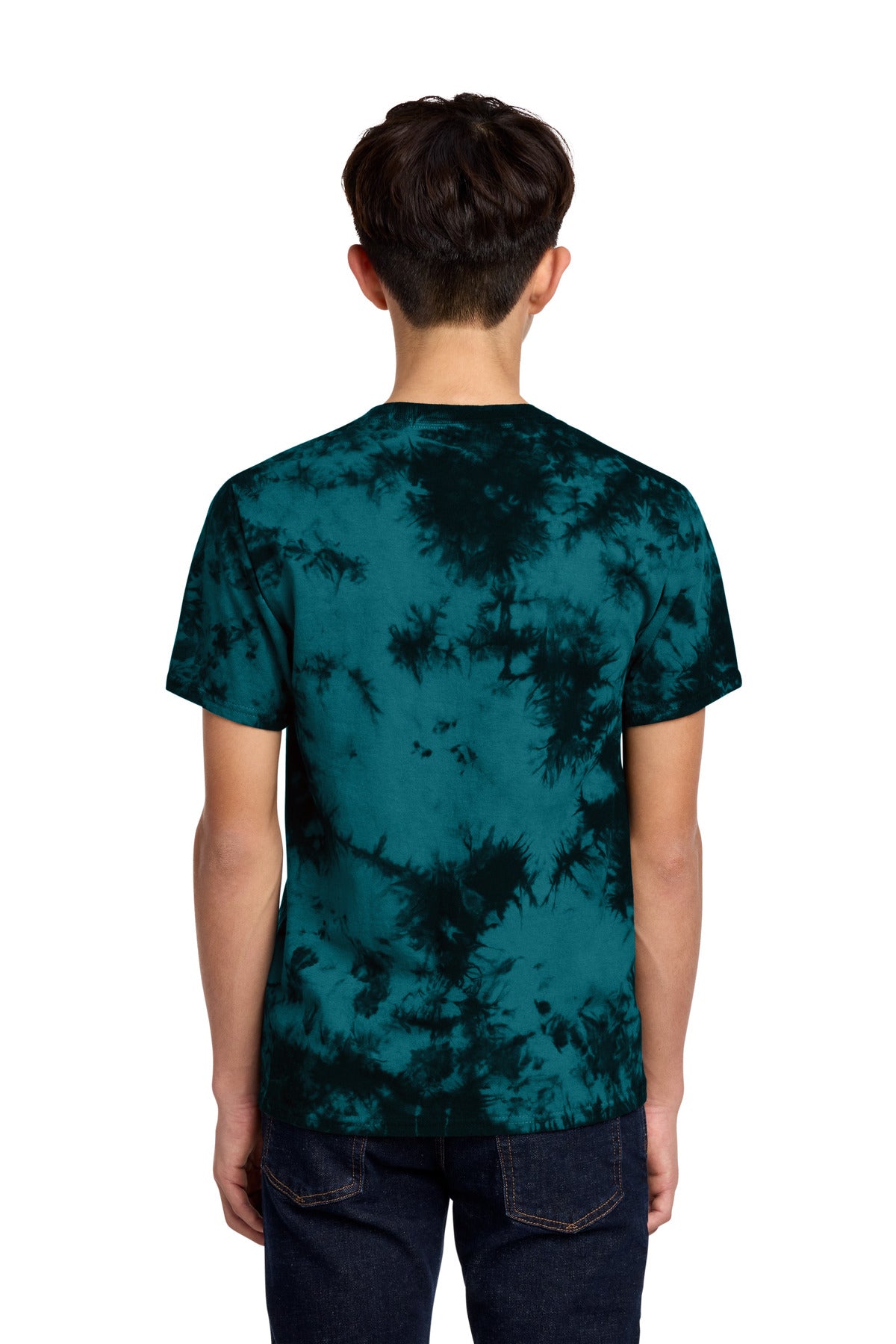 Port & Co Youth Crystal Tie-Dye Tee - Black/ Teal