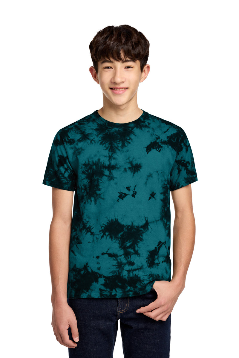 Port & Co Youth Crystal Tie-Dye Tee - Black/ Teal