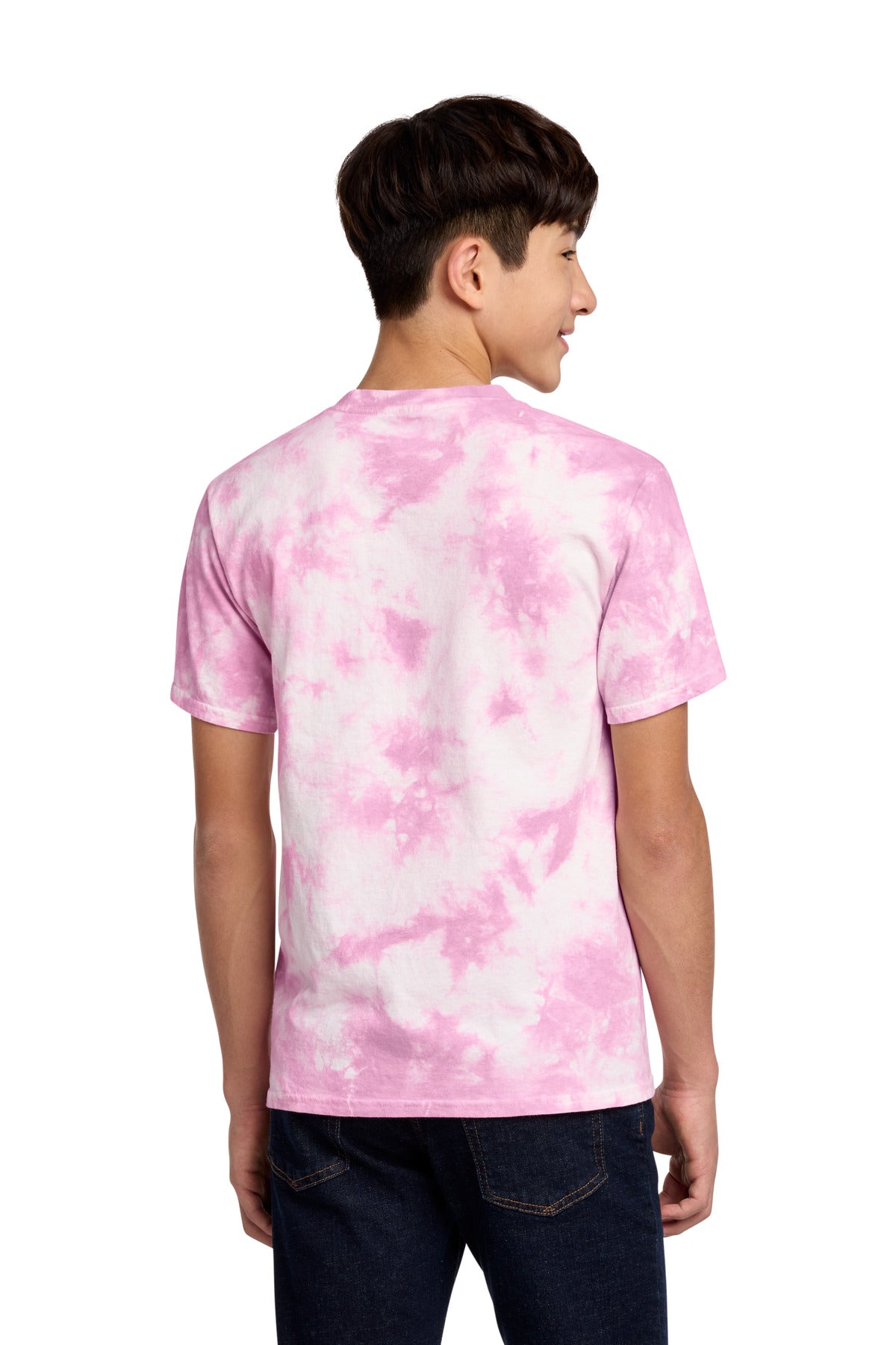 Port & Co Youth Crystal Tie-Dye Tee - Bright Pink