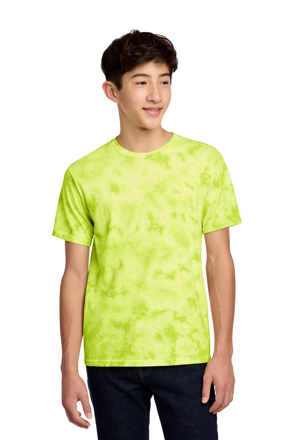 Port & Co Youth Crystal Tie-Dye Tee - Lemon Lime