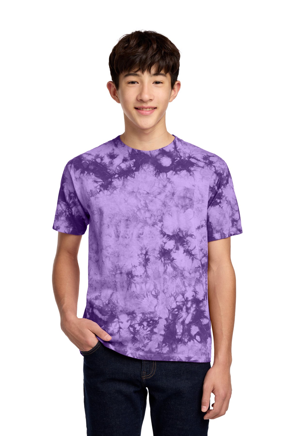 Port & Co Youth Crystal Tie-Dye Tee - Purple
