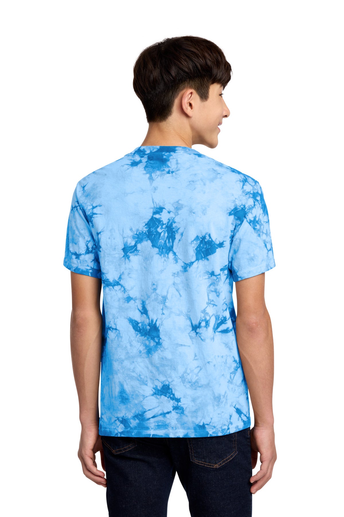 Port & Co Youth Crystal Tie-Dye Tee - Sky Blue