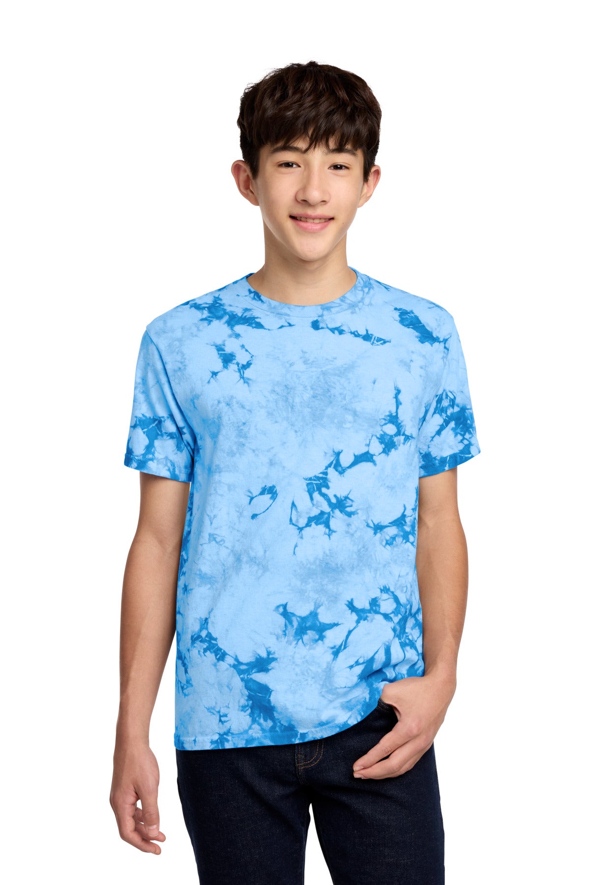 Port & Co Youth Crystal Tie-Dye Tee - Sky Blue