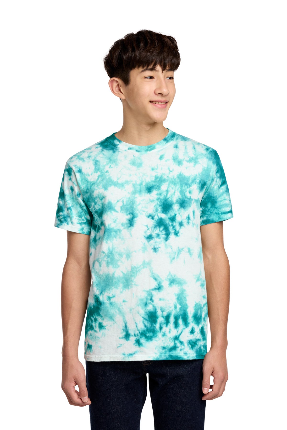Port & Co Youth Crystal Tie-Dye Tee - Teal