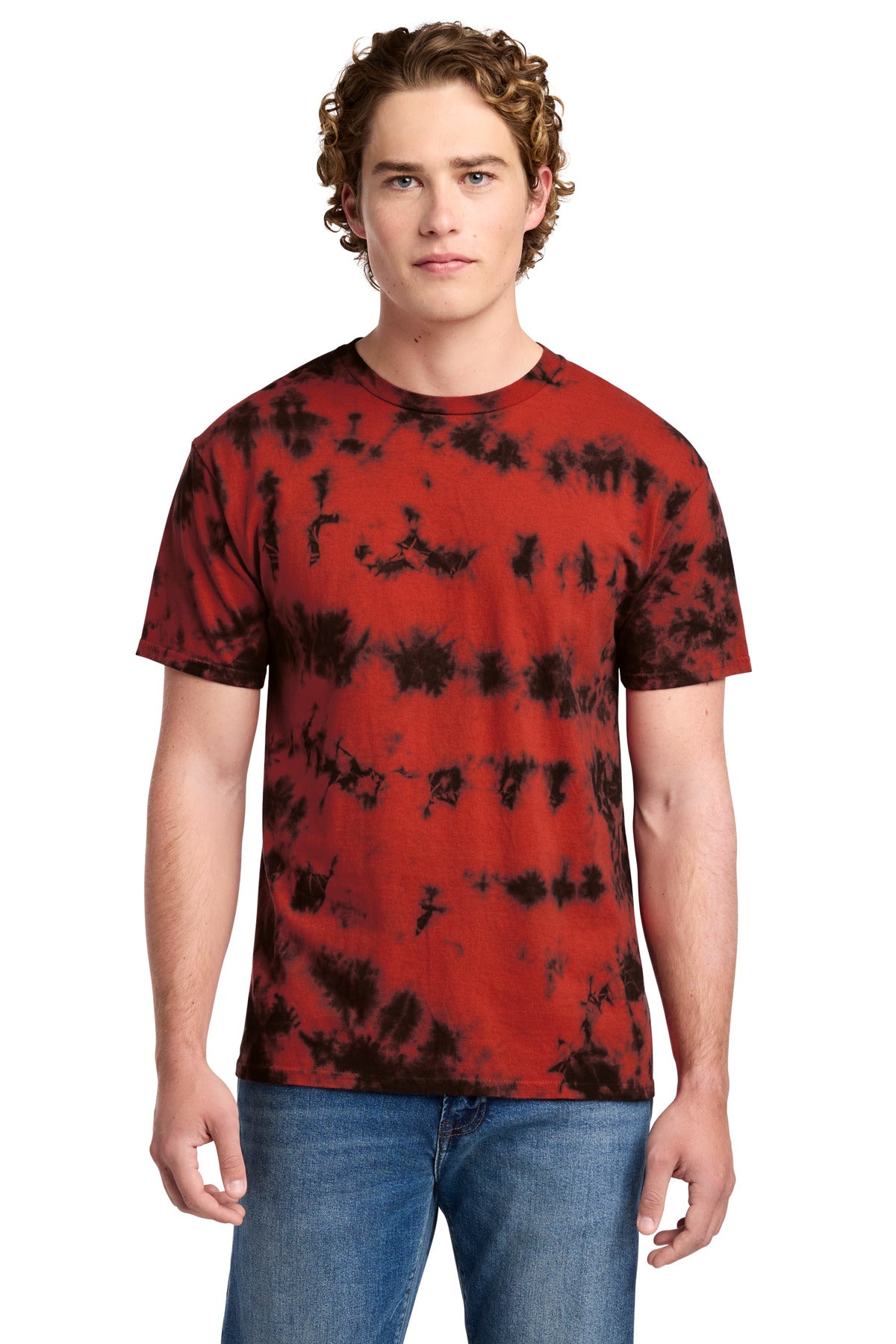 Port & Co Crystal Tie-Dye Tee - Black/ Red