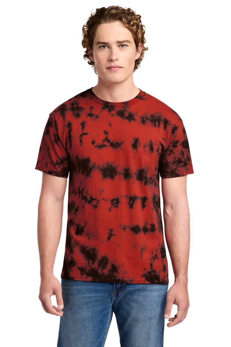 Port & Co Crystal Tie-Dye Tee - Black/ Red