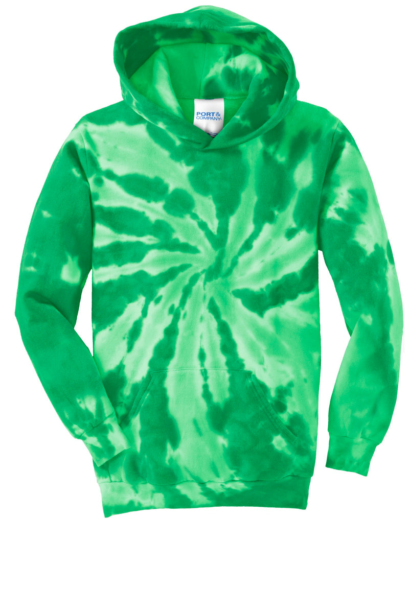 Port & Co Youth Tie-Dye Pullover Hooded Sweatshirt - Kelly