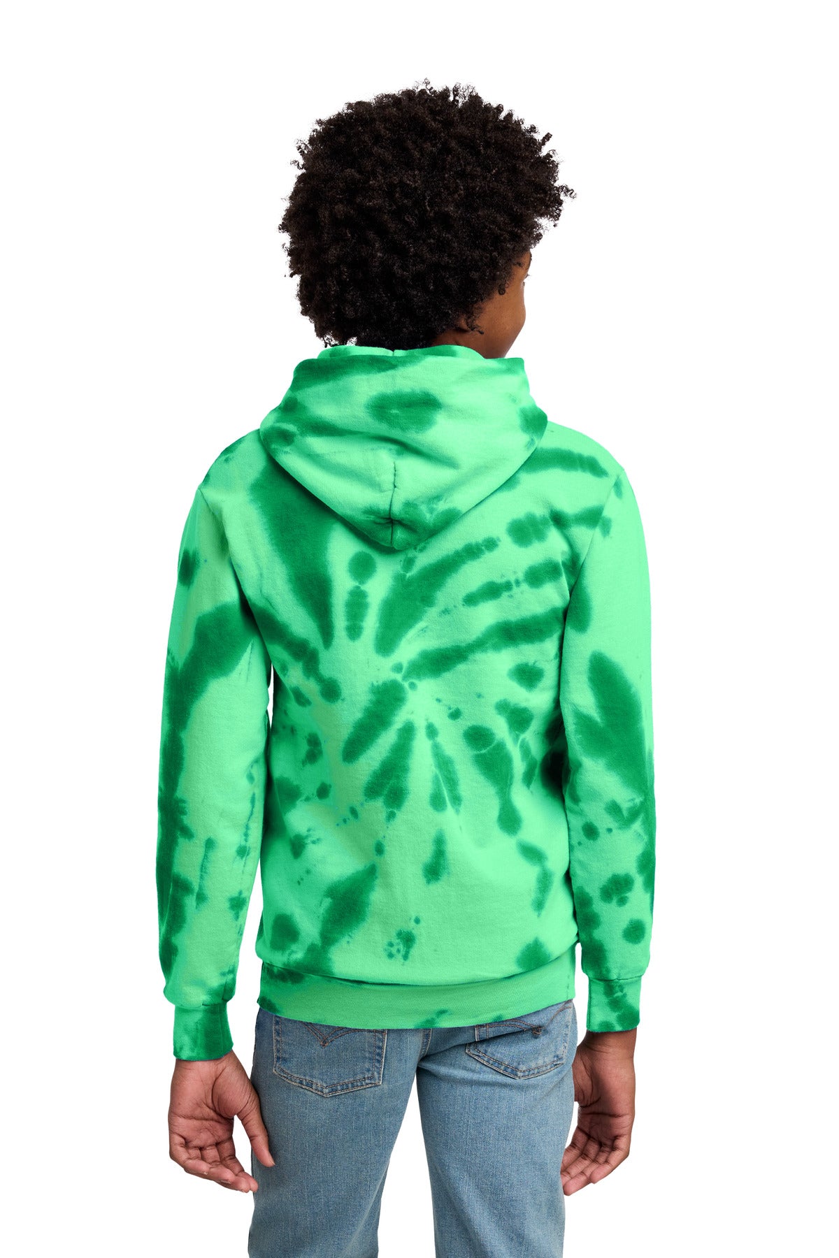 Port & Co Youth Tie-Dye Pullover Hooded Sweatshirt - Kelly