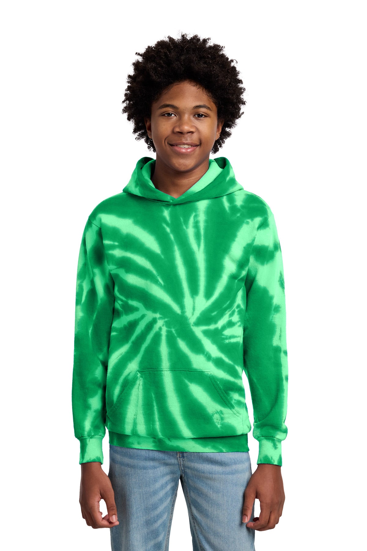 Port & Co Youth Tie-Dye Pullover Hooded Sweatshirt - Kelly