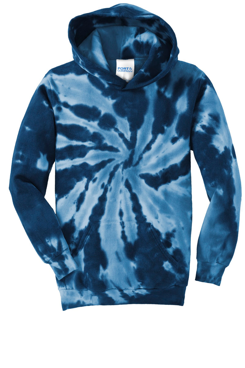 Port & Co Youth Tie-Dye Pullover Hooded Sweatshirt - Navy