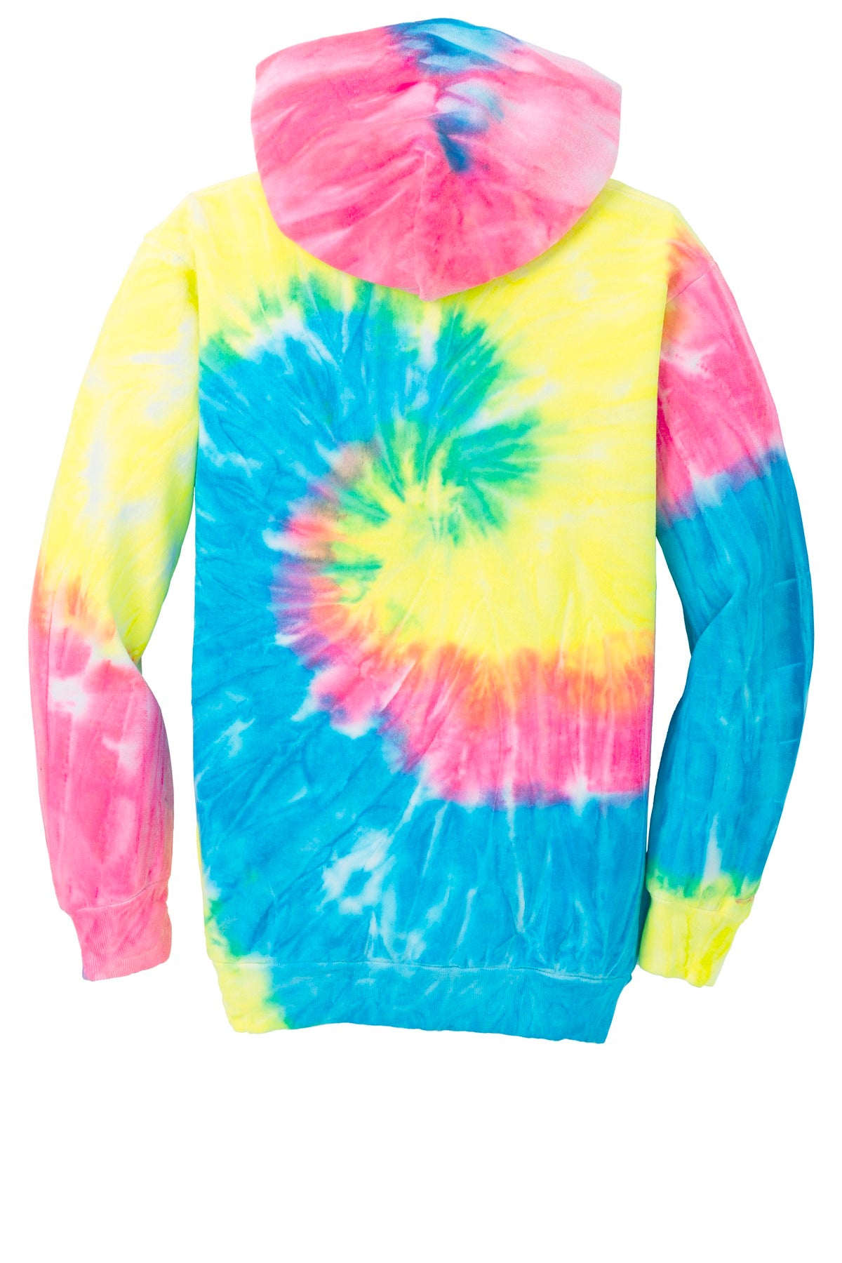 Port & Co Youth Tie-Dye Pullover Hooded Sweatshirt - Neon Rainbow