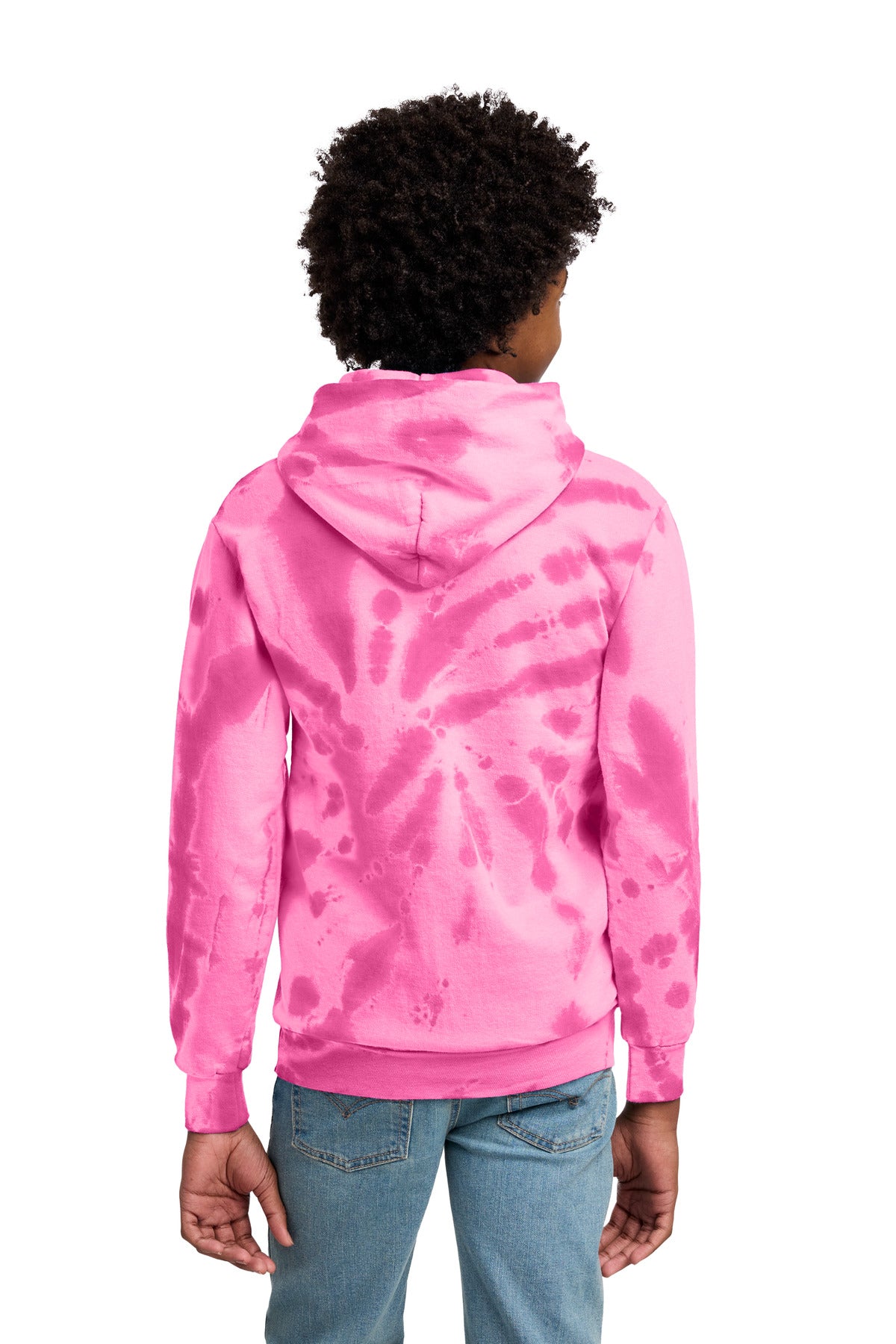Port & Co Youth Tie-Dye Pullover Hooded Sweatshirt - Pink