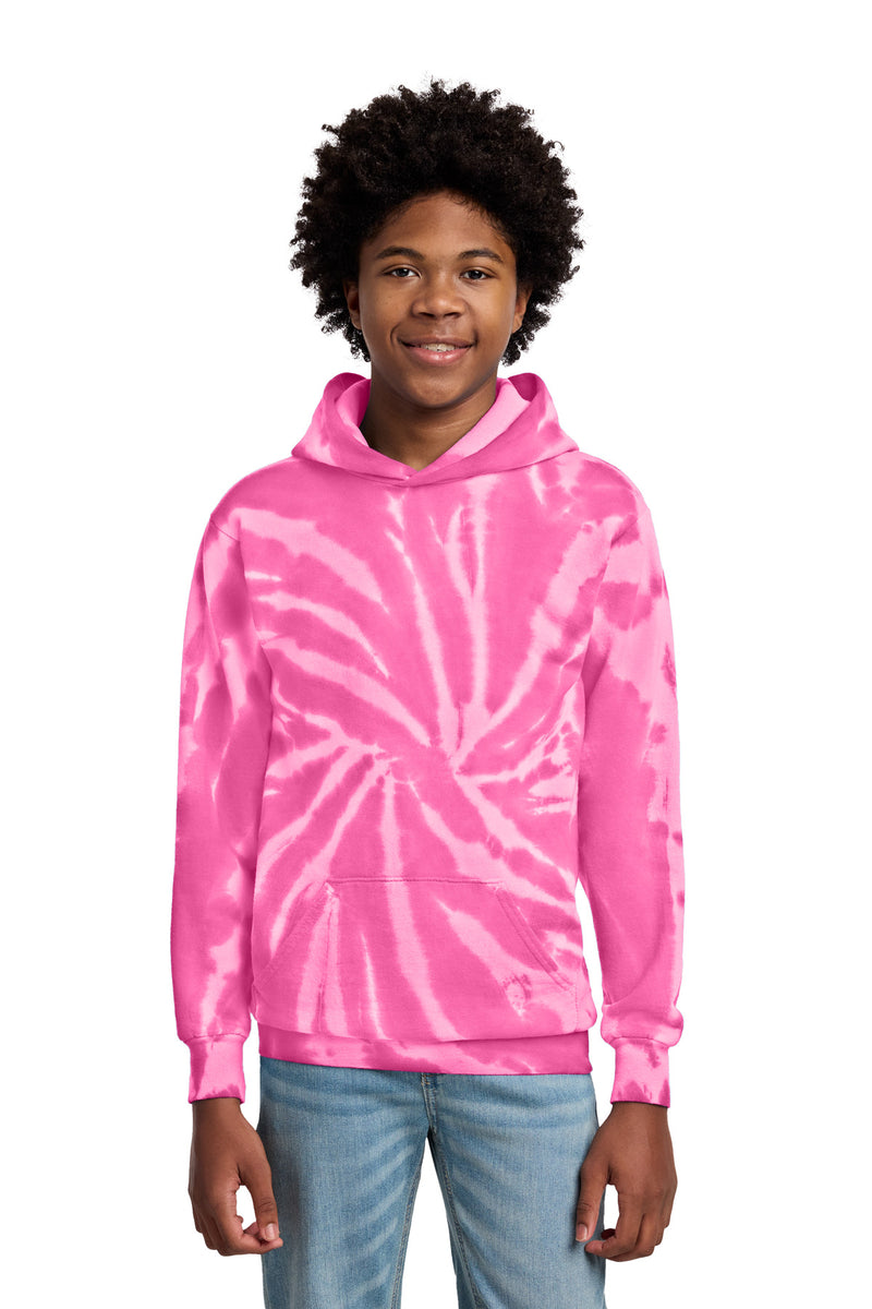 Port & Co Youth Tie-Dye Pullover Hooded Sweatshirt - Pink