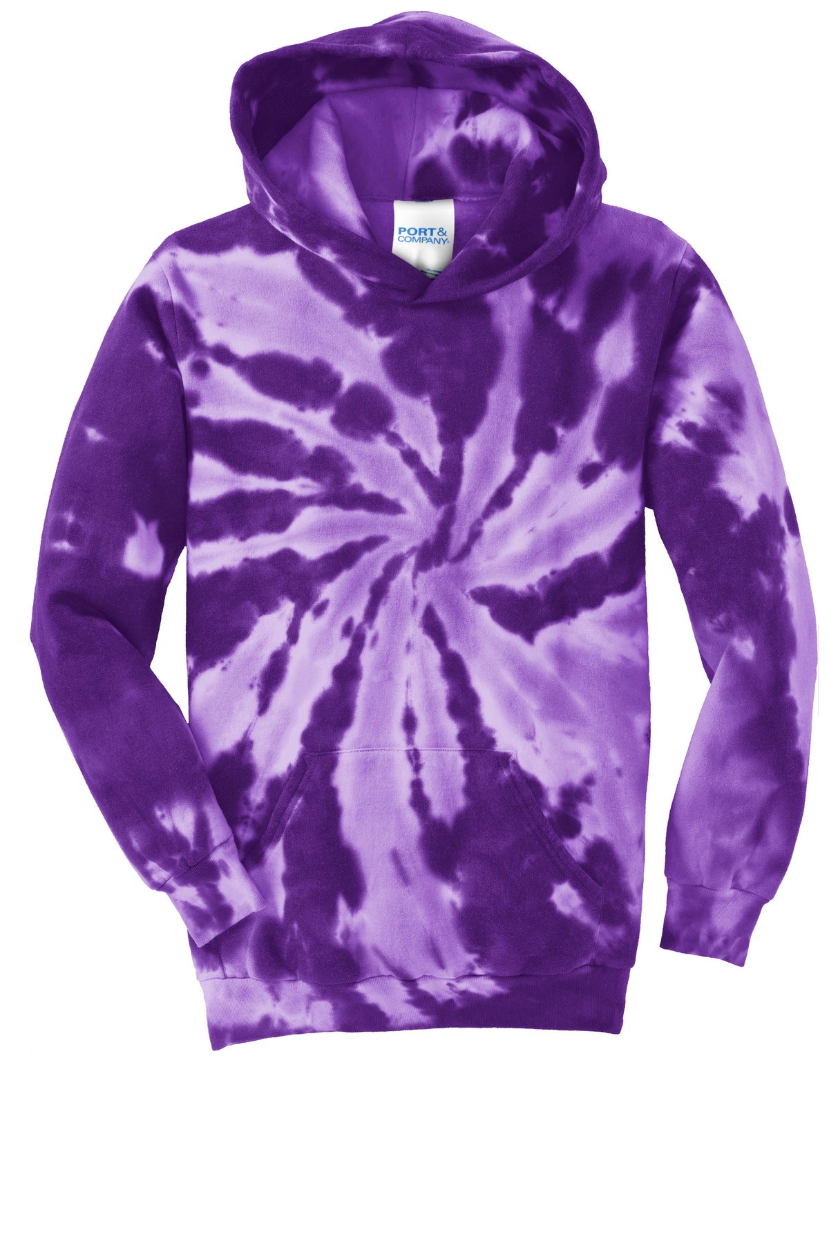 Port & Co Youth Tie-Dye Pullover Hooded Sweatshirt - Purple