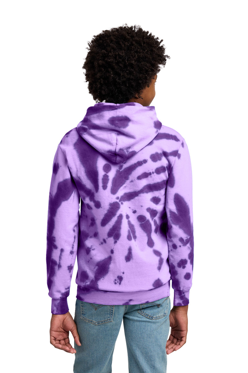 Port & Co Youth Tie-Dye Pullover Hooded Sweatshirt - Purple