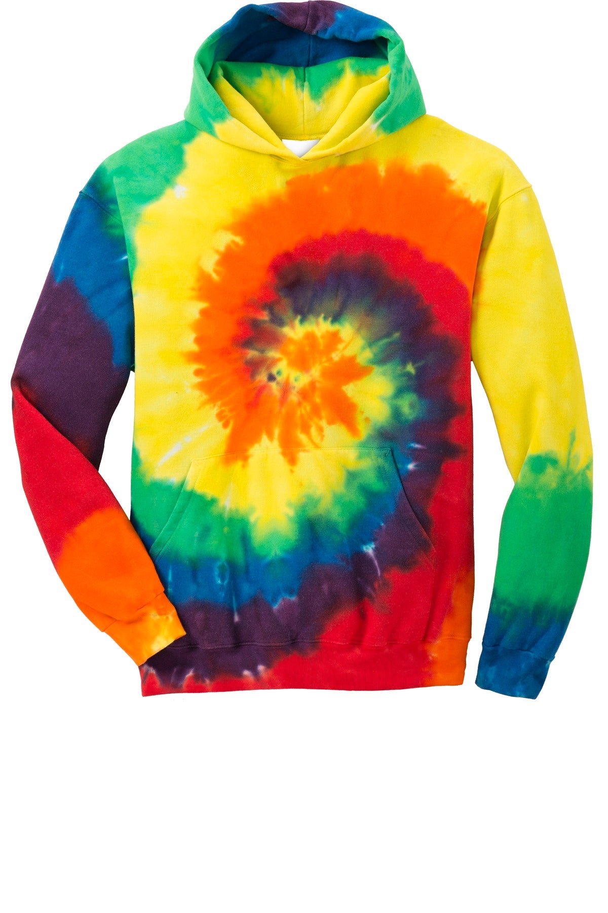 Port & Co Youth Tie-Dye Pullover Hooded Sweatshirt - Rainbow