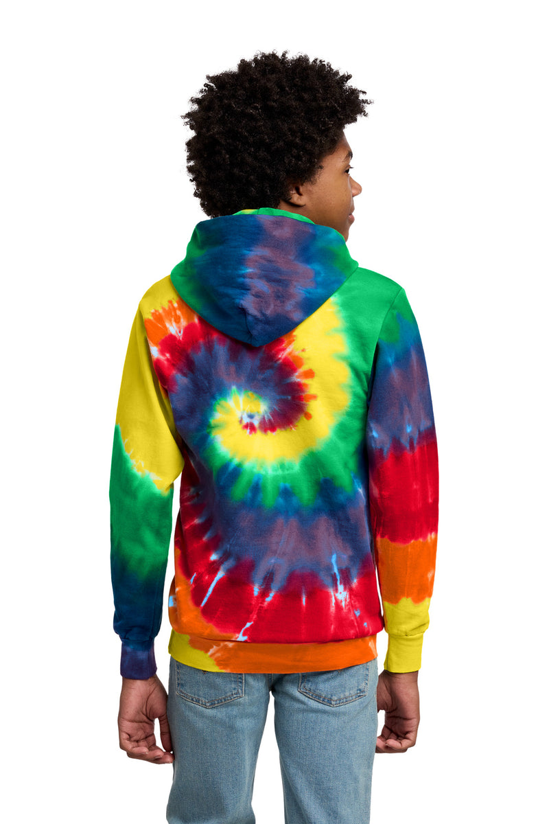 Port & Co Youth Tie-Dye Pullover Hooded Sweatshirt - Rainbow