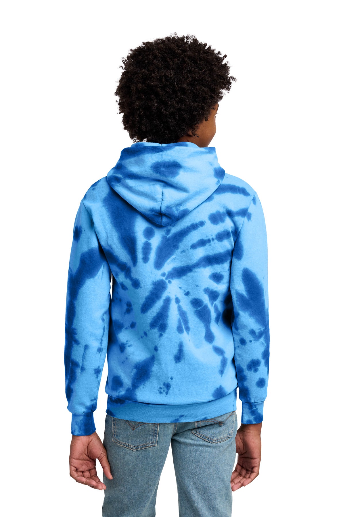 Port & Co Youth Tie-Dye Pullover Hooded Sweatshirt - Royal