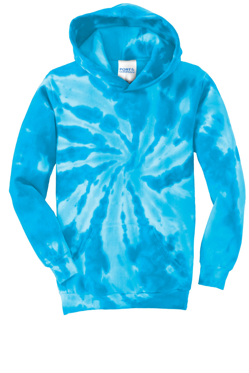 Port & Co Youth Tie-Dye Pullover Hooded Sweatshirt - Turquoise