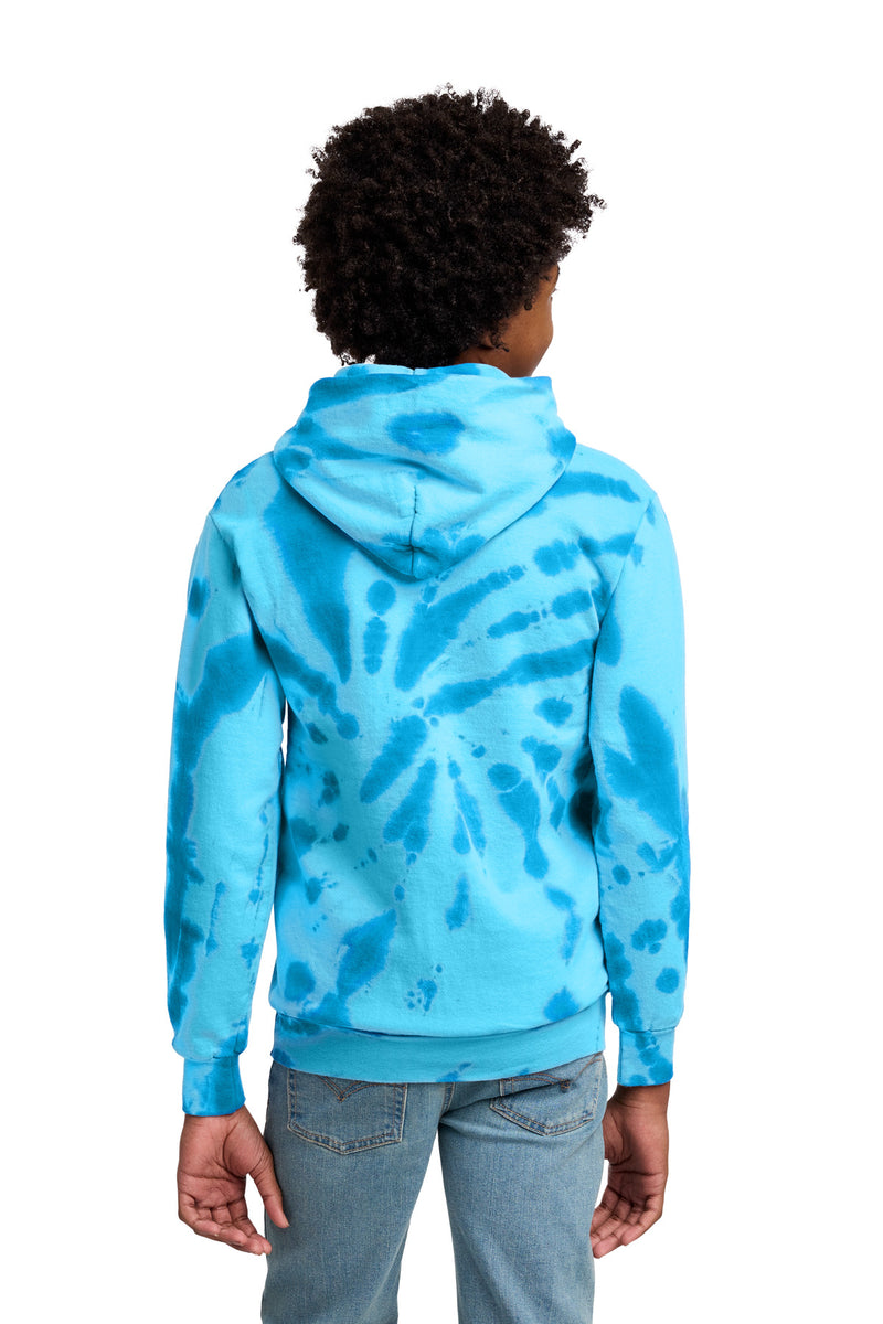 Port & Co Youth Tie-Dye Pullover Hooded Sweatshirt - Turquoise