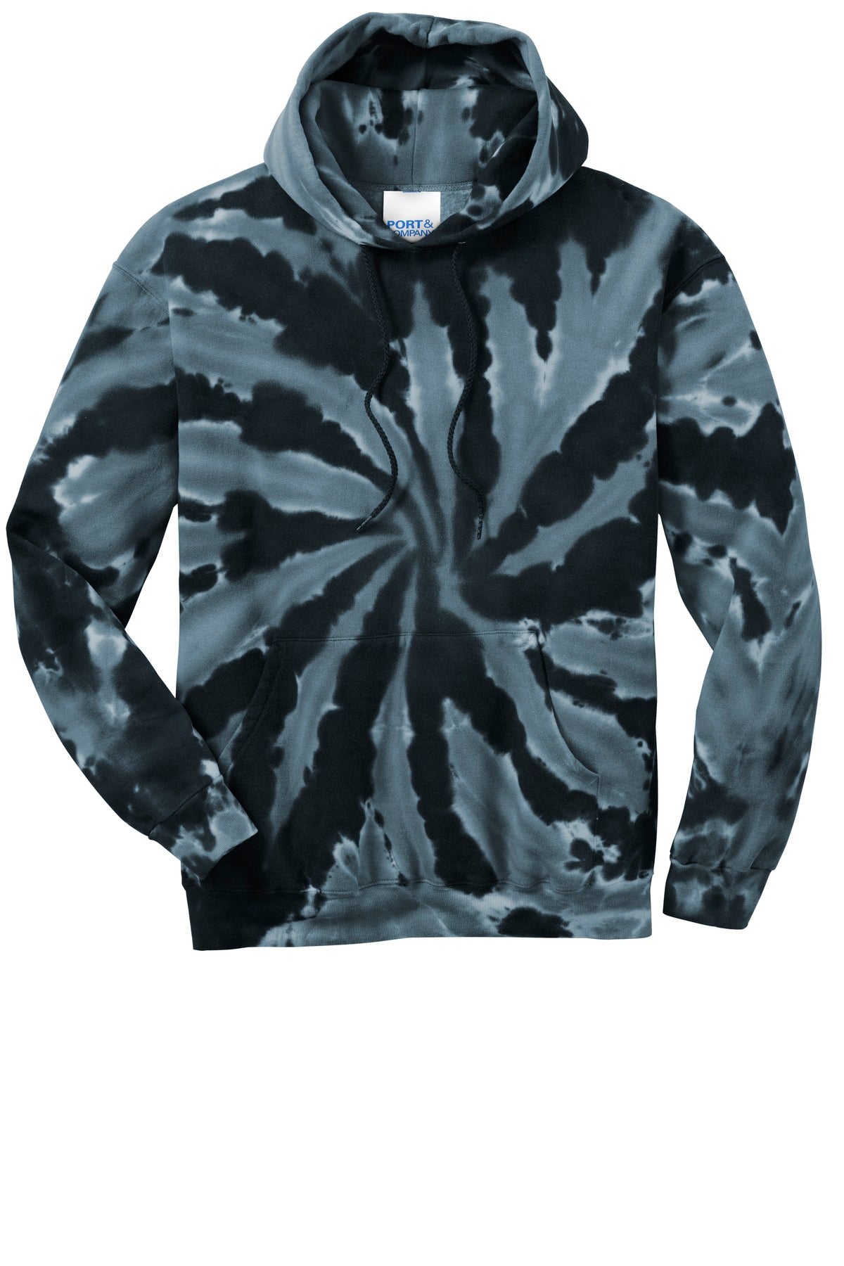 Port & Co Tie-Dye Pullover Hooded Sweatshirt - Black