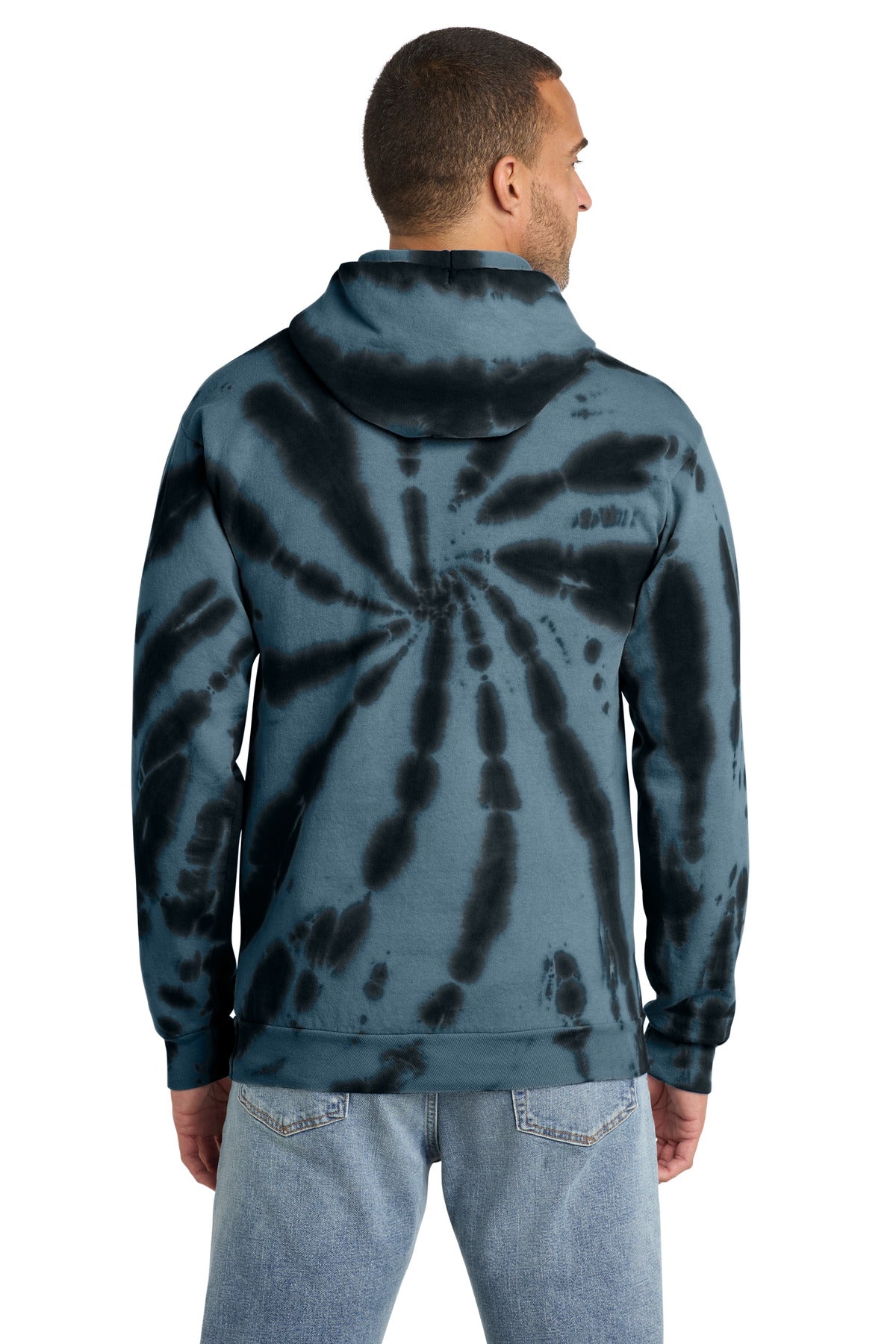 Port & Co Tie-Dye Pullover Hooded Sweatshirt - Black