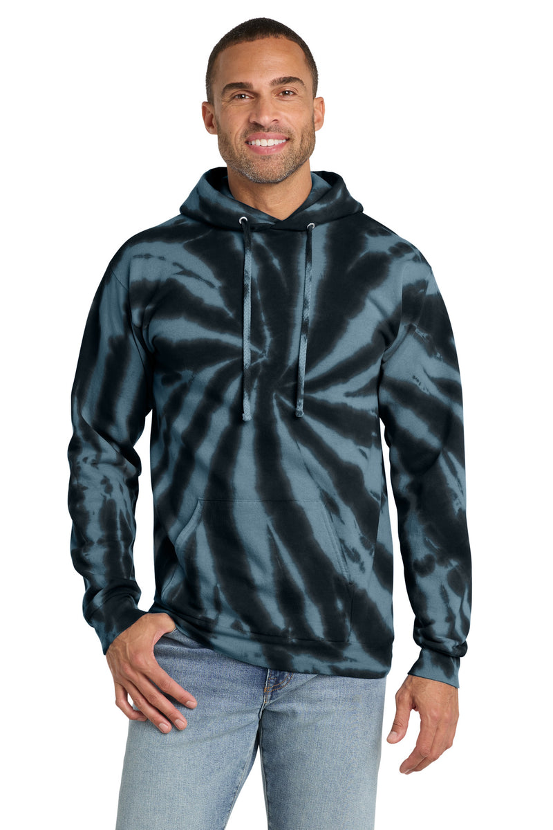 Port & Co Tie-Dye Pullover Hooded Sweatshirt - Black