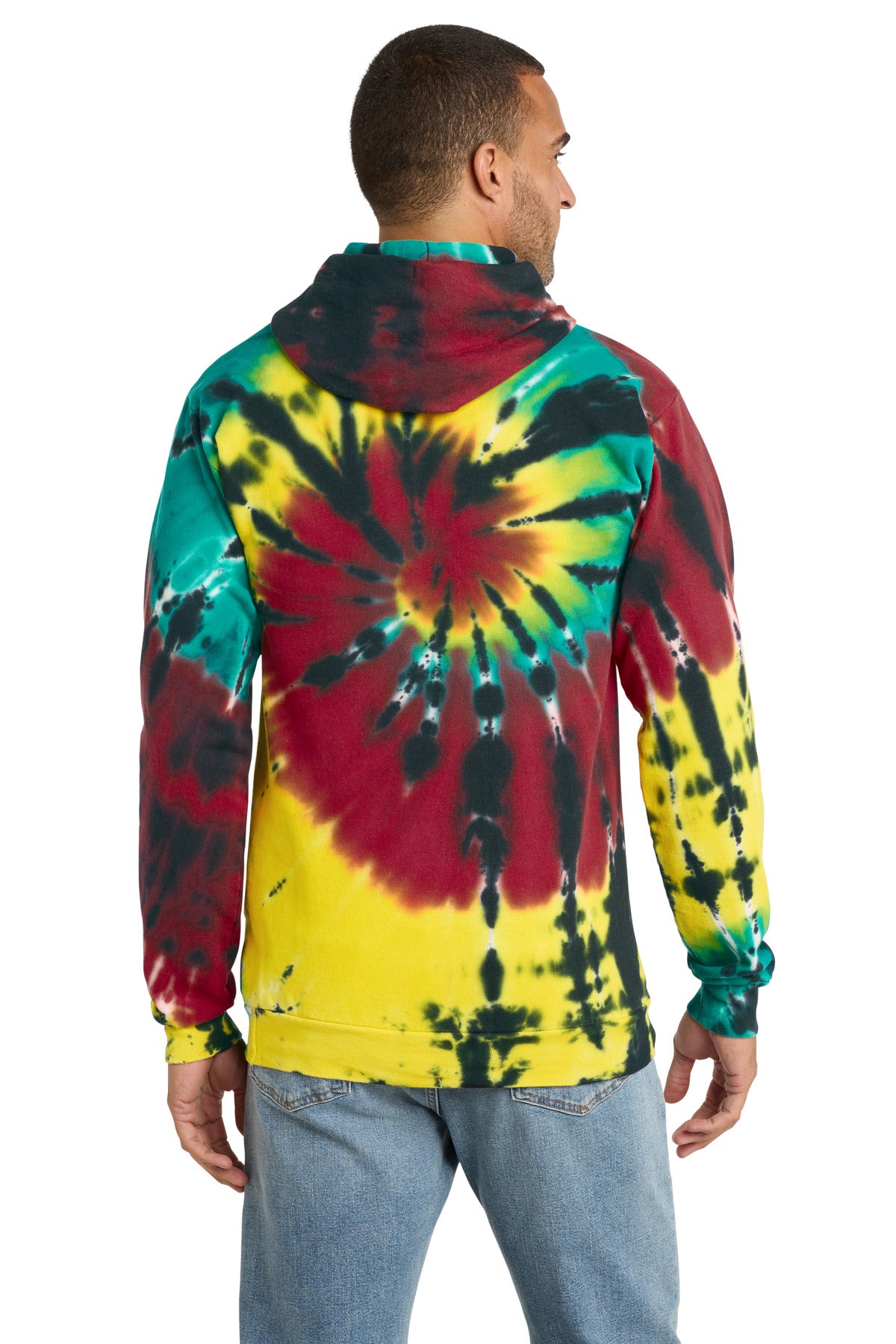 Port & Co Tie-Dye Pullover Hooded Sweatshirt - Island Spiral