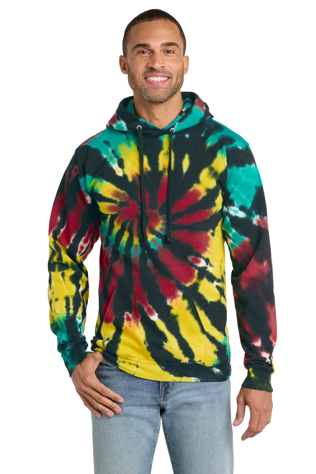 Port & Co Tie-Dye Pullover Hooded Sweatshirt - Island Spiral