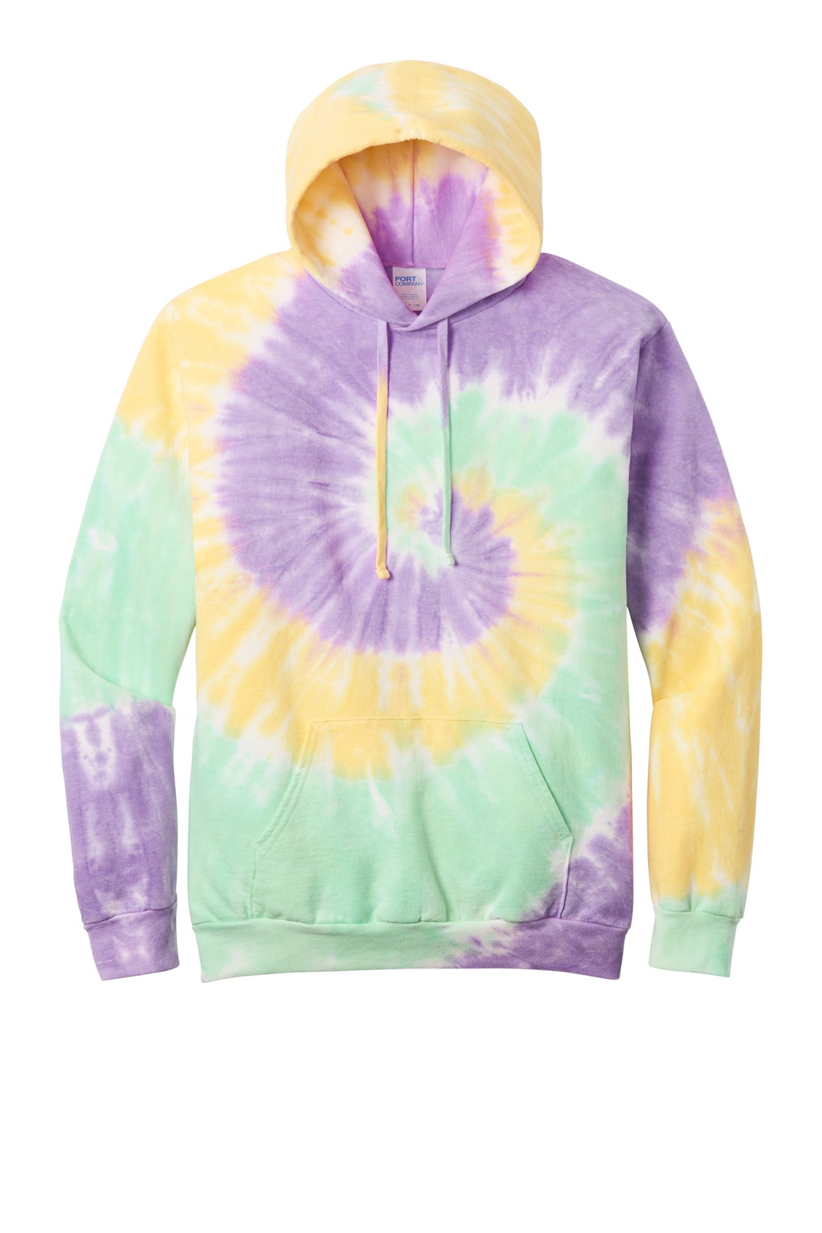 Port & Co Tie-Dye Pullover Hooded Sweatshirt - Mint Rainbow