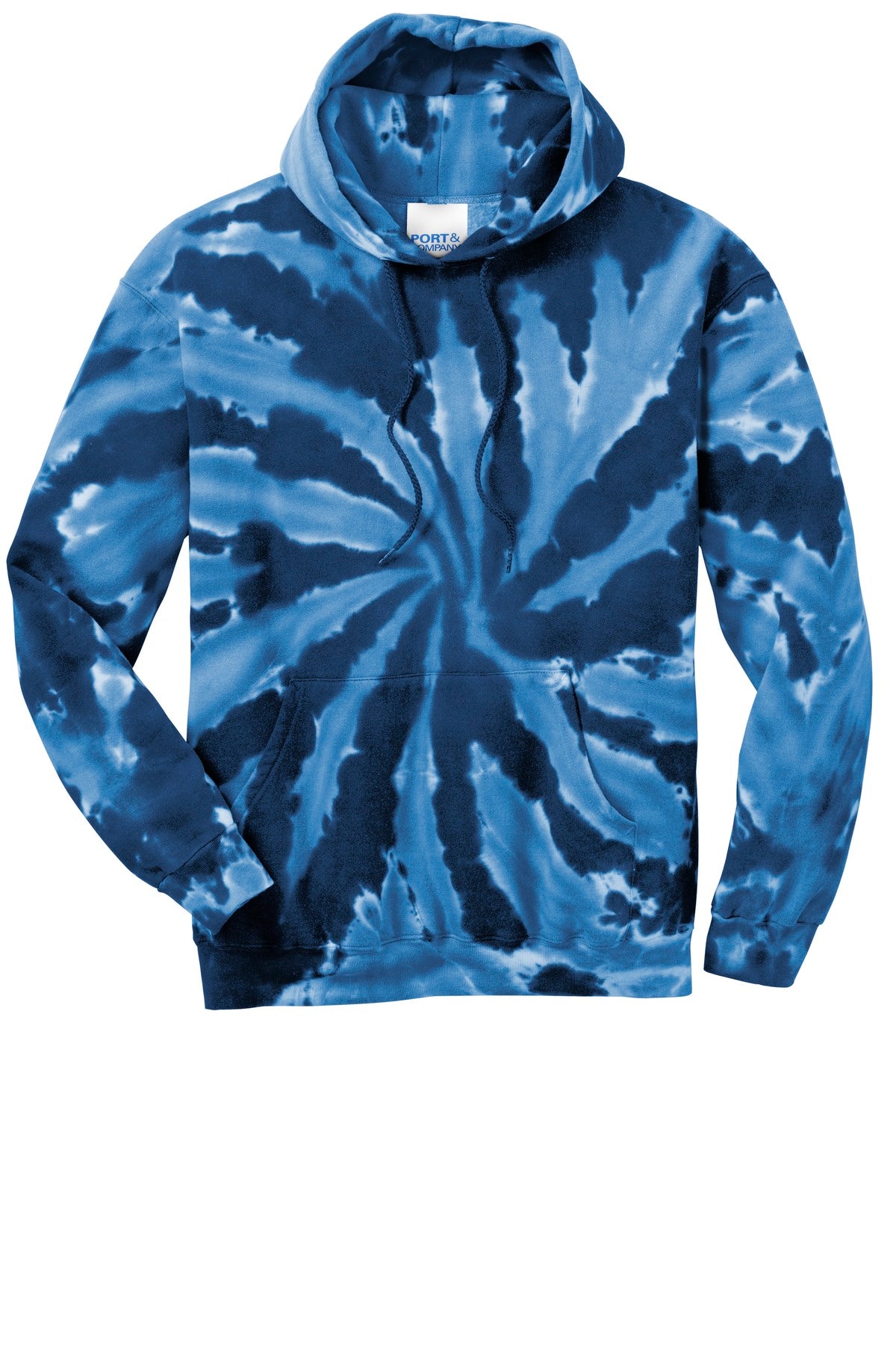 Port & Co Tie-Dye Pullover Hooded Sweatshirt - Navy