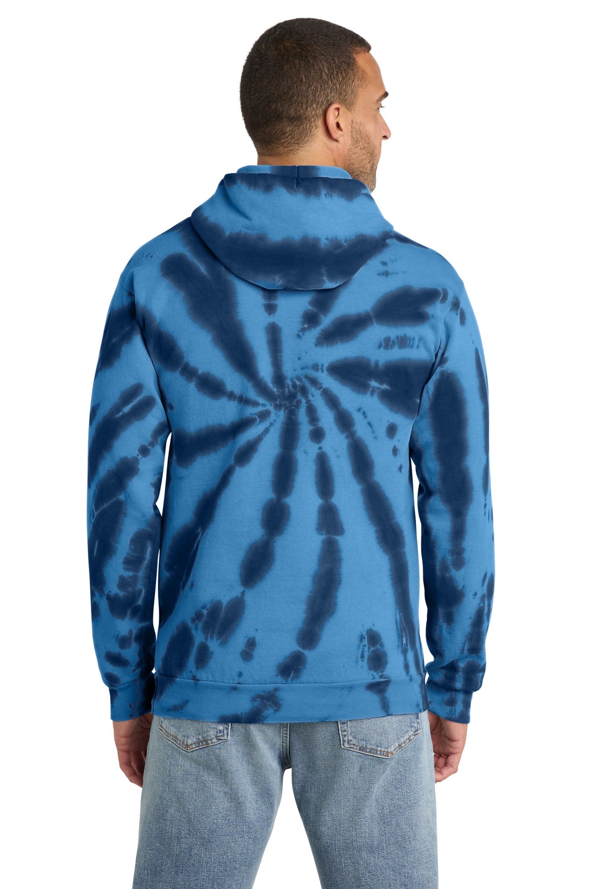 Port & Co Tie-Dye Pullover Hooded Sweatshirt - Navy