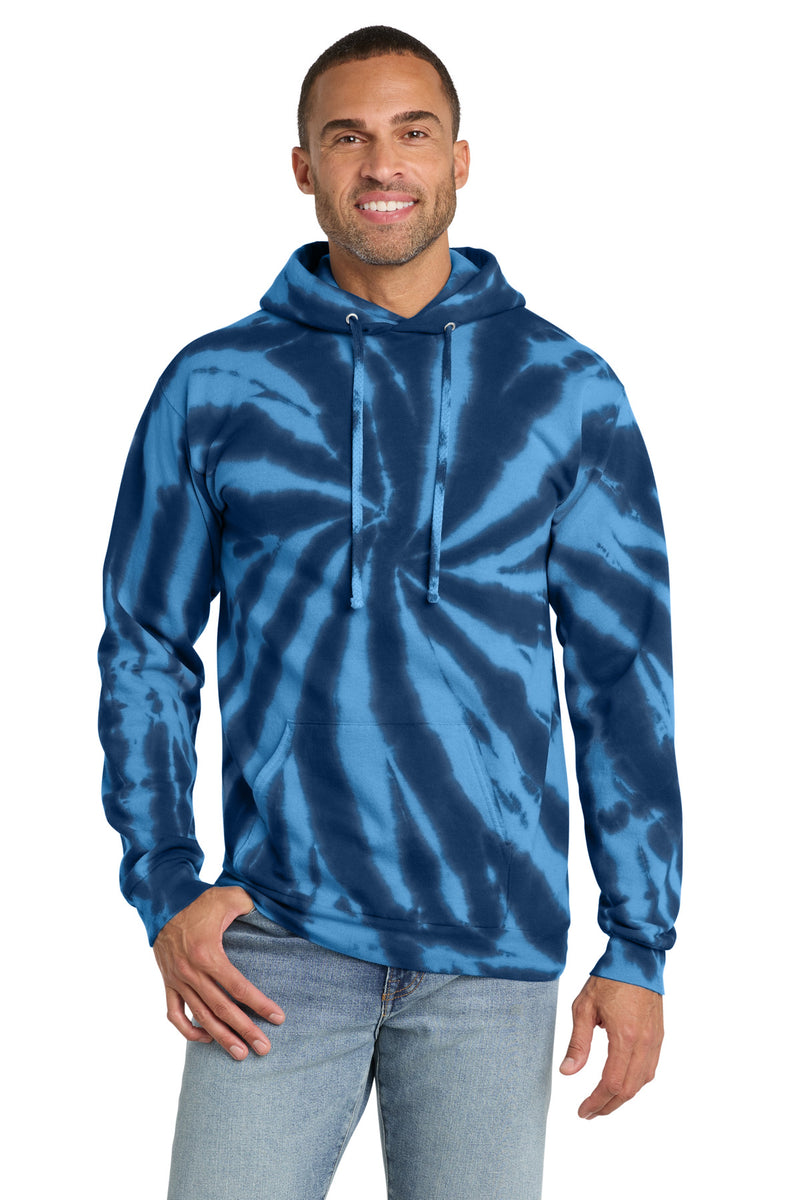 Port & Co Tie-Dye Pullover Hooded Sweatshirt - Navy