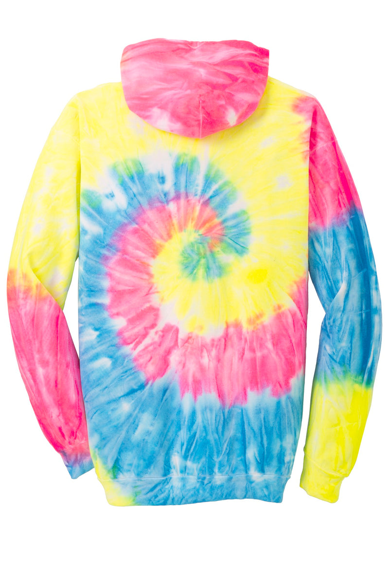 Port & Co Tie-Dye Pullover Hooded Sweatshirt - Neon Rainbow