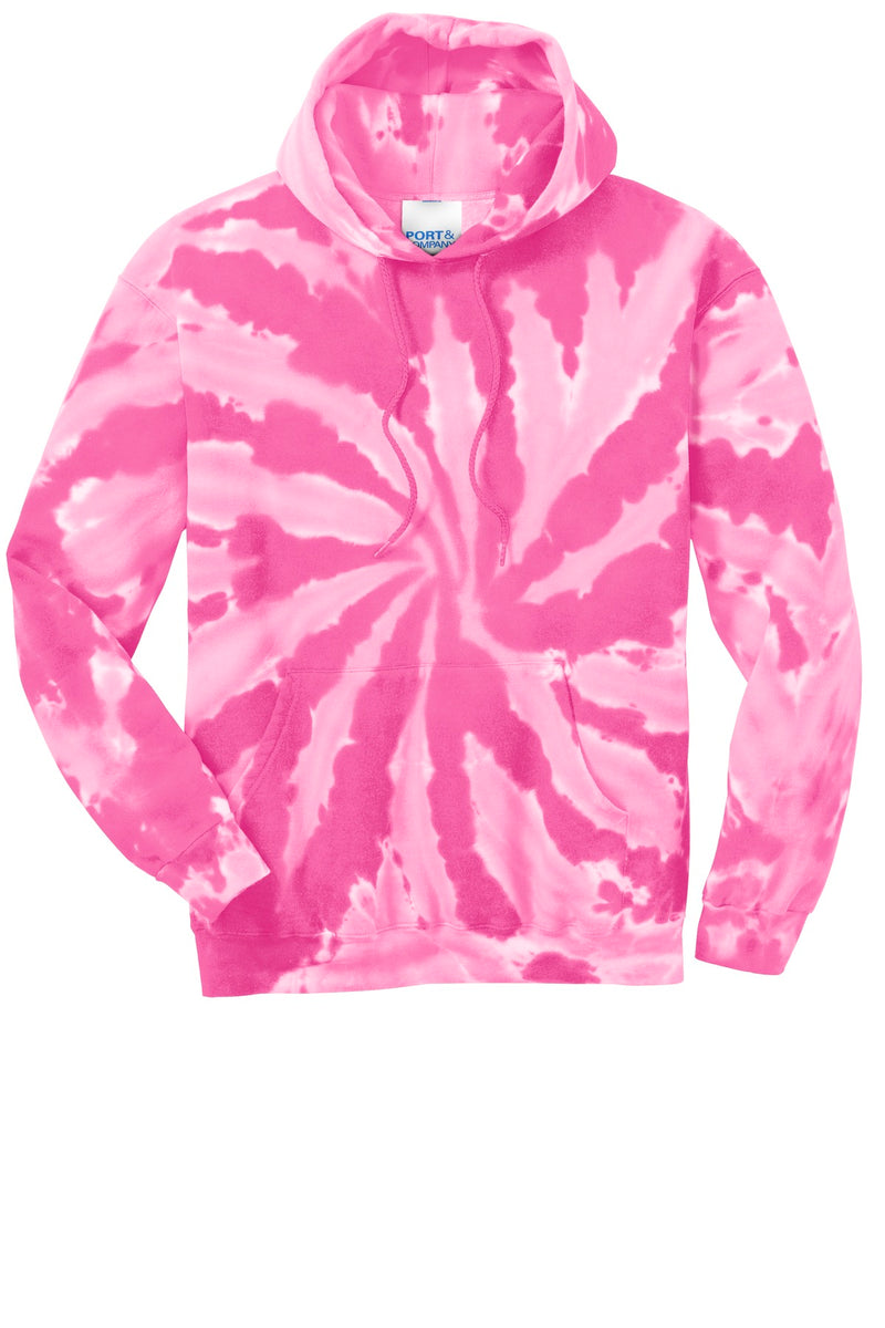 Port & Co Tie-Dye Pullover Hooded Sweatshirt - Pink