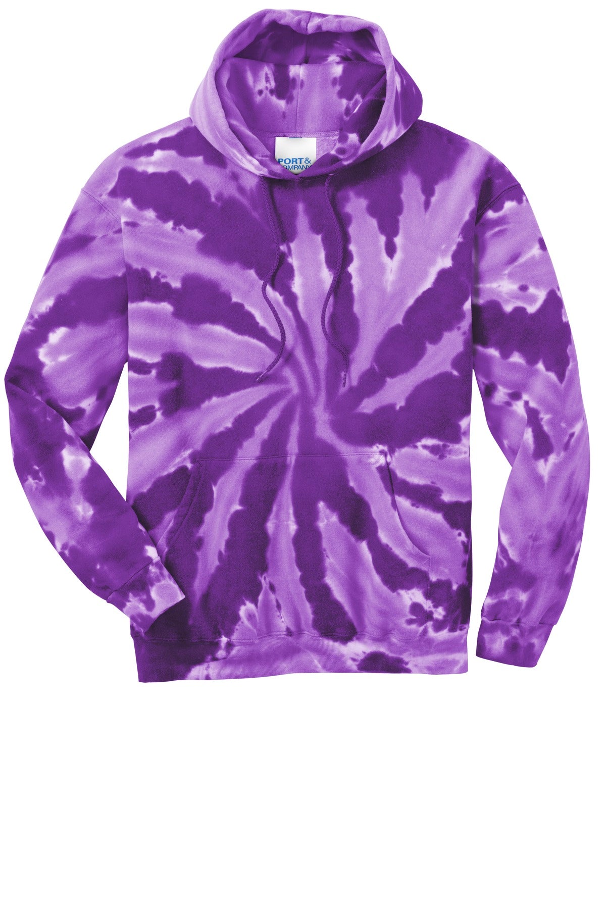 Port & Co Tie-Dye Pullover Hooded Sweatshirt - Purple