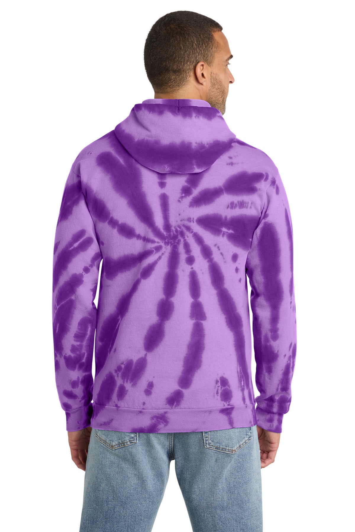 Port & Co Tie-Dye Pullover Hooded Sweatshirt - Purple