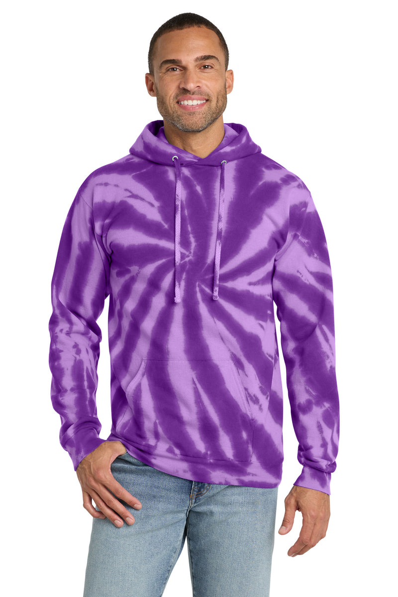 Port & Co Tie-Dye Pullover Hooded Sweatshirt - Purple