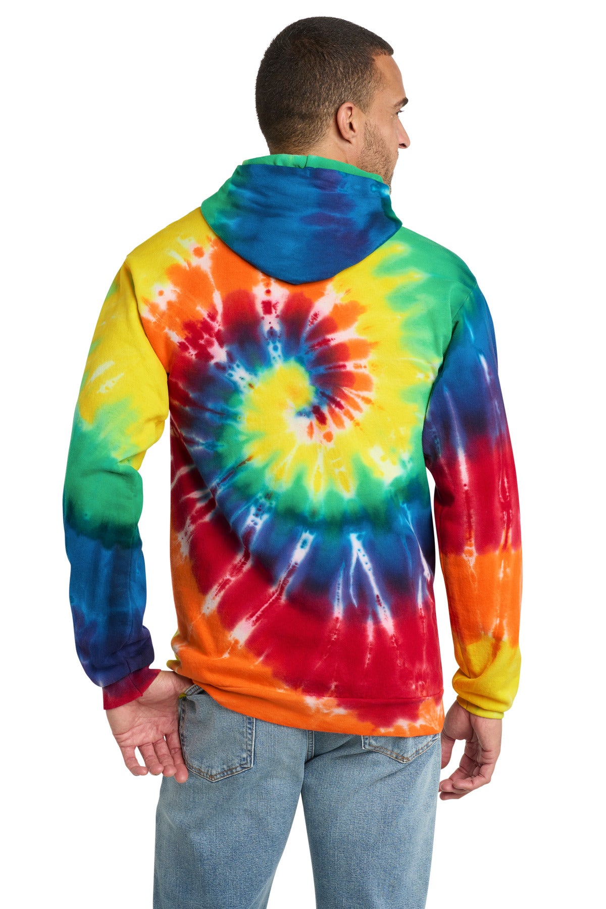 Port & Co Tie-Dye Pullover Hooded Sweatshirt - Rainbow