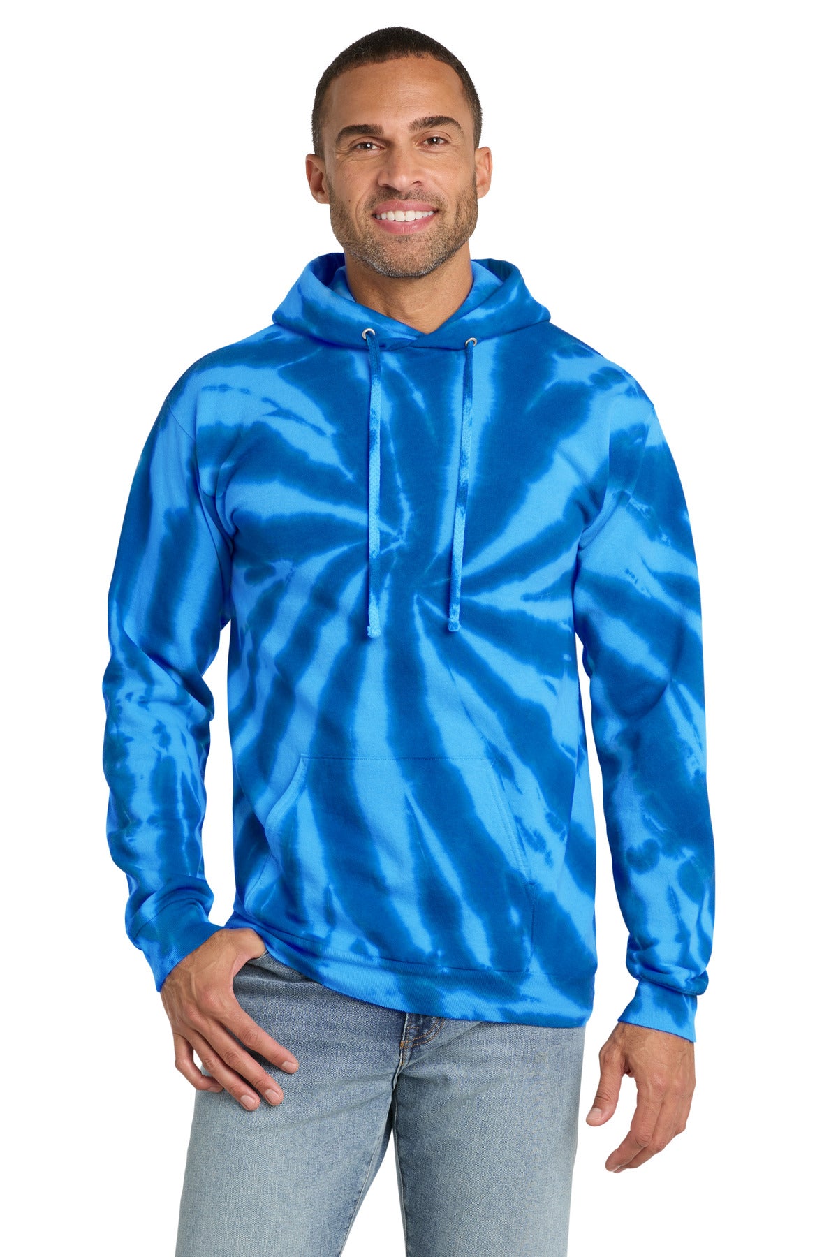 Port & Co Tie-Dye Pullover Hooded Sweatshirt - Royal