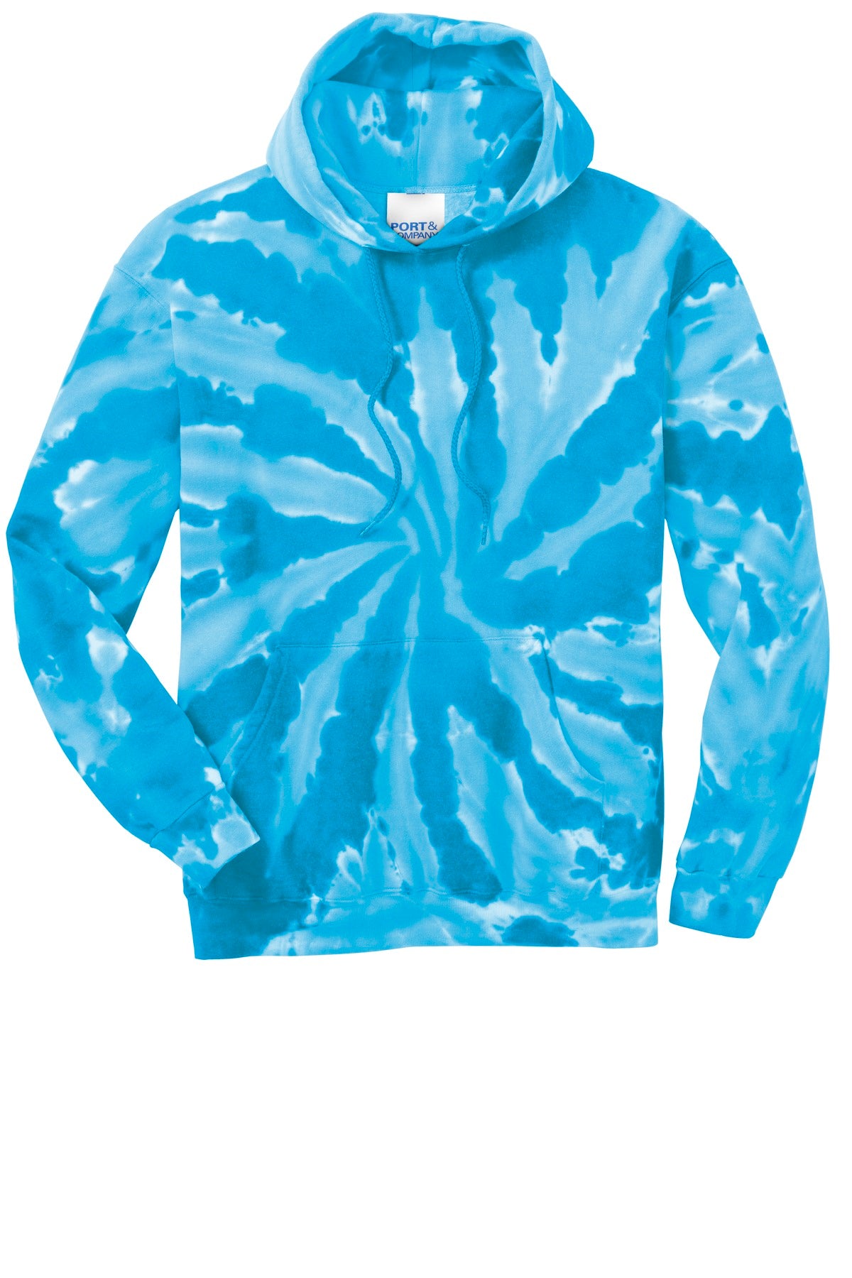 Port & Co Tie-Dye Pullover Hooded Sweatshirt - Turquoise
