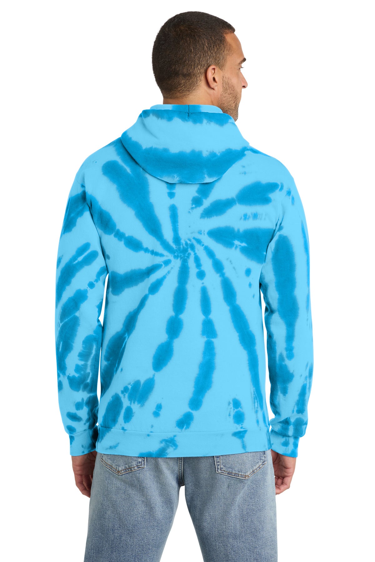 Port & Co Tie-Dye Pullover Hooded Sweatshirt - Turquoise