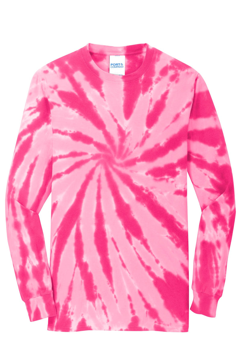 Port & Co Tie-Dye Long Sleeve Tee - Pink