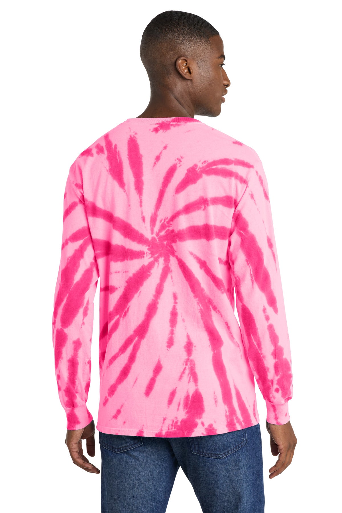 Port & Co Tie-Dye Long Sleeve Tee - Pink