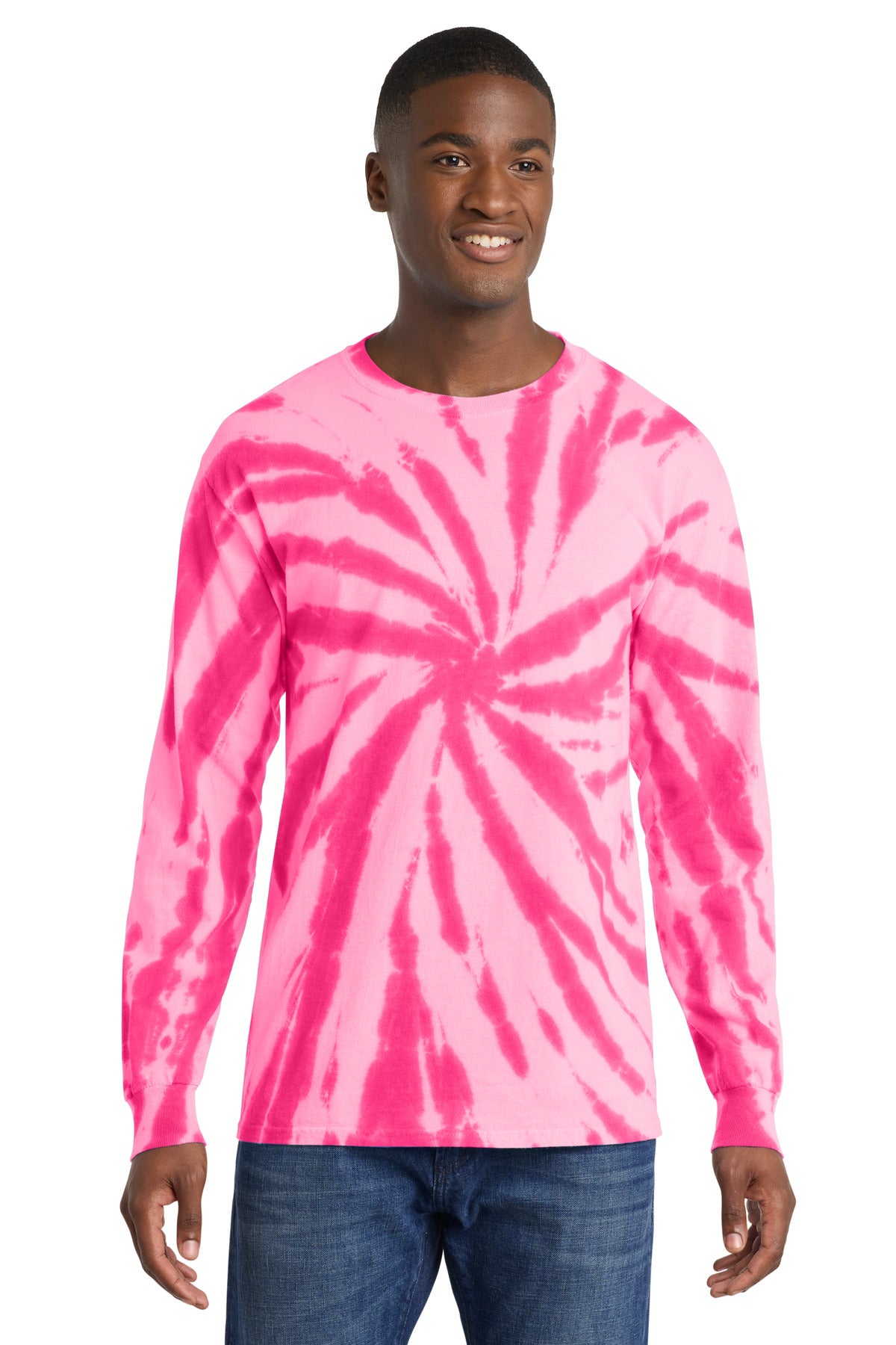 Port & Co Tie-Dye Long Sleeve Tee - Pink